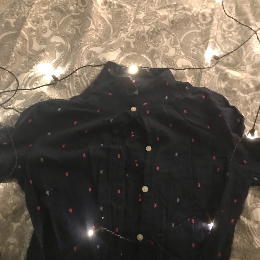 Navy blue button down blouse